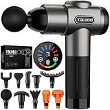 TOLOCO Massage Gun, Deep Tissue Back Massage for Athletes for Pain Relief, Percussion Massager with 10 Massages Heads & Silent Brushless Motor, Mothers Day Gifts, Grey