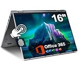 jumper Laptop 16 inch, Convertible Laptop with 1 Year Office 365, 16GB DDR4 640GB Storage, 360 Degree Rotation, Fingerprint Reader, Backlit Keyboard, Celeron N5095, 53.2WH, Type-C Full Function 