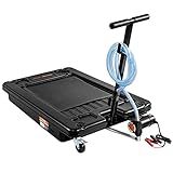 VEVOR Low Profile Oil Drain Pan, 17-Gallon Plastic Oil Change Pan, Effective Oil Drain Cart with 180W Electric Pump, Wheels & Folding Handle, Oil Drain Tank for Cars, SUVs, Trucks, Buses, RVs
