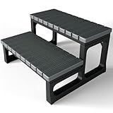 GREVO Hot Tub Steps Grey/Spa Steps for Round or Straight Sided Spa, Non-Slip Steps for Outdoor/Indoor (Grey)