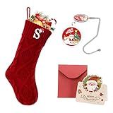Ulico Christmas Stockings with Initials, 18’’ Large Embroidered Monogram Knit Christmas Stocking,Xmas Stocking for Kids, Holiday and Family Stocking for Fireplace or Party Decoration Red Letter S