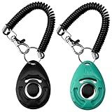 ABSONE Dog Clicker for Training with Wrist Strap, Training Clicker for Puppy, Cat, Potty, Bird, Horse, Pet, Dog Clicker Trainer Training Tools, Behavior Aids, 2 Pack Black and Green