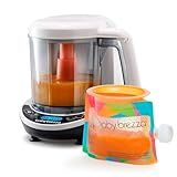 Baby Brezza One Step Baby Food Maker Deluxe – Auto shut Off, Dishwasher Safe Cooker and Blender to Steam + Puree Organic Food for Infants + Toddlers - Set of 3 Pouches + 3 Funnels