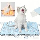 WKWLK Two Uses'Cat Mat,Self Warming&Cooling Cat Mat.18 * 24in-Cooling Cat Pad.Hot/Cold Mat for Pets.Cats self Heating pad.Dogs and Cats with Ice Gel Bag,Temperature Lock Design,Machine Washable