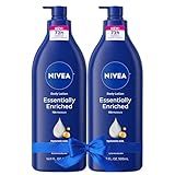 NIVEA Essentially Enriched Body Lotion for Very Dry Skin with Hyaluronic Acid, Almond Oil and Deep Nourishing Serum, 72-Hour Body Moisturizer, 16.9 Fl Oz Pump Bottle, Pack of 2