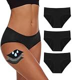 YESWEL Period Underwear For Women, Leak-Proof Hipster, Brief, Heavy Flow, 3 Pack (Medium, Black)