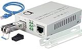 Single Mode LC Gigabit Fiber Media Converter - Includes LC SFP 20 km (12.42 Miles) LC – to UTP Cat5e Cat6 10/100/1000 RJ-45 – Auto Sensing Gigabit or Fast Ethernet Speed - Jumbo Frame - LLF Support