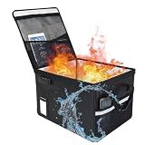 File Box with Lock 5200°F with Heat Insulated, Large Fireproof Box File Storage Organizer Anti-Static,Collapsible Fireproof Document Filing Box with Handle,Portable Home Office Safe