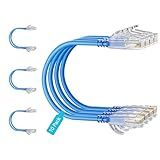 Mnlnbuao Cat6 Slim Patch Cables 3 Feet 10-Pack Blue, Cat6a Patch Cables 10Gbps 550MHz High-Speed, Cat 6 Ethernet Cable Pure Copper UTP, Flexible & Thin Patch Cable Cat 6 for Network Cabling