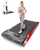 Anylife Treadmill Incline Walking Pads Under Desk 330lb Capacity, 2.5HP Portable Small Running Pad with LED Display for Home, Compact, Remote Control, Black Red