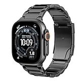 ZABUDUO Upgraded Titanium Band Replacement Compatible with Apple Watch Band Ultra 3 Ultra 2/Ultra 49mm,iWatch Series 11/10 46mm,9/8/7 45mm,SE3/SE2/SE/6/5/4 44mm,3/2/1 42mm, Titanium Watch Band, Black