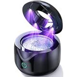 CXRUY Ultrasonic Retainer Cleaner - 45 kHz Dental Cleaning Pod Night Guard Cleaner Machine for Dentures, Toothbrush Heads, Jewelry (Gloss Black)