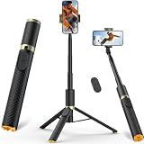 Tripod for iPhone, Selfie Stick with Remote, Stable & Durable Phone Tripod