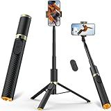 62" Phone Tripod & Selfie Stick, Tripod for iPhone with Remote, All-in-1 Cell Phone Stand, Portable, Lightweight Extendable for Selfies Video Recording Vlog, Compatible with iPhone Android