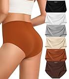 Kalapa Womens Underwear Seamless Full Coverage Breathable Briefs No Show Silky Stretch High Waisted Ladies Panties 6 Pack (US, Alpha, Large, Regular, Regular, 6 Color Packs)