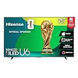 Hisense 75" Class U6 Series Mini-LED 4K UHD Smart Fire TV (75U65QF, 2025 Model) - QLED, HDR10+, Native 144Hz, Dolby Vision IQ, Dolby Atmos, Game Mode Pro, ALLM, Alexa Built in, Black