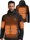 SOLJIKYE Heated Jacket for Men with 12V/20000mAh Battery Pack, Men's Winter Jackets Soft Shell Electric Heated Coat, Black, Size XL