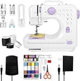 Compact Sewing Machine for Beginners – 12 Built-in Stitches, LED Light, 2 Speed Pedal, and 32 Color Threads for Home Mending & Crafting