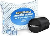 fulocean Small Cooling Memory Foam Pillow for Travel & Camping, Compressible Adjustable Pillow for Medium Firm Neck Knee Lumbar Support,Washable, Ideal Sleeping, Car, Airplane, Backpacking, Gifts