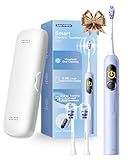 SAKYPRORAL Kids Electric Toothbrush for Boys Teens (6-15Y), Smart Screen with Brushing Score, Soft Bristles, Visual Timer for Braces, 150 Days Battery with Travel Case (Blue)