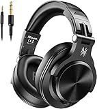 OneOdio A71 Hi-Res Studio Recording Headphones - Wired Over Ear Headphones with SharePort, Monitoring Mixing Foldable Headset with Stereo Sound, 3.5/6.35MM Jack for PC Computer DJ Guitar-Black