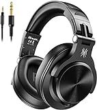 OneOdio A71 Hi-Res Studio Recording Headphones - Wired Over Ear Headphones with SharePort, Monitoring Mixing Foldable Headset with Stereo Sound, 3.5/6.35MM Jack for PC Computer DJ Guitar-Black