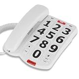 Awishwell Landline Phone for Seniors, Big Button Corded Telephone, White