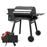 Brisk It Zelos-450 Electric Wood Pellet Smoker Grill With Grill Cover– A.I. Smart BBQ Grill with WiFi, 450 sq.in Cooking Area,7-in-1 Outdoor Grill & Smoker, PID Controller (Up to 500°F), Meat Probe