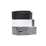 Nike Men's Standard 3 Pack Golf Web Belt, White/gray/black, One Size