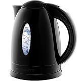 OVENTE Electric Kettle, 1.7L Fast Boiling Water Heater for Coffee or Tea, BPA Free with Water Level Gauge, Auto Shut-Off, Boil-Dry Protection, Indicator Light and Removable Filter, Black KP72B