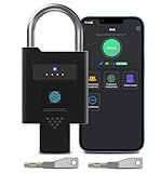 eLinkSmart Fingerprint Padlock with Key Backup, Heavy Duty Weatherproof Bluetooth Biometric Keyless Electronic Digital Smart Pad Lock for Gate Outdoor Fence Storage Locker Pool Shed