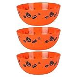 AUECOOME 3 Pcs Halloween Candy Bowl Plastic Serving Bowl Reusable halloween serving bowl Halloween Party Supplies (Orange Pumpkin)