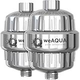 weAQUA Heavy Duty Shower Filter Family 2 PACK – 99% Removal for Hard Water, Chlorine, Fluoride, Heavy Metals, Micro-life, Organics and More (Chrome)