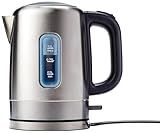 Amazon Basics Electric Stainless Steel Kettle for Tea and Coffee, BPA-Free, Fast Boiling, Auto Shut-Off, 1 Liter, 1500W, Black and Silver