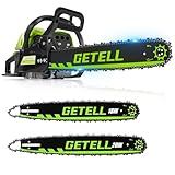 Snoonwee Gas Powered Chainsaw with 20 and 18 Inch Bar Dual System, 58cc 3.6 HP Professional 2-Stroke Engine, Easy Start and Anti-Vibration for Farm Ranch or Heavy Duty Wood Cutting (Green Black)