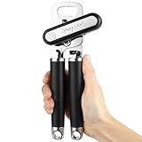 Spring Chef Stainless Steel Can Opener - Manual with Soft Grip Handles, Easy Turn, Heavy Duty Hand Can Openers for Seniors with Smooth Edge - Magnetic Lid Remover - Black