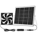pqins 7.1" Large Solar Greenhouse Fan, 25W Solar Powered Vent Exhaust and Intake Chicken Coop Fan Outdoor Waterproof, 16.5 ft Cord, Strong Airflow for Shed Doghouse Cabin Ventilation Air Circulation