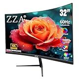 ZZA 32 Inch 4K 1500R Computer Monitor, UHD (3840 x 2160) 60Hz Ultra-Clear Screen, 100% sRGB,Eye Care Screen with HDMI, DisplayPort for Home and Office, VESA(100x100mm)