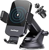 CHGeek Wireless Car Charger, 15W Fast Charging Auto Clamping Phone Holders Phone Mount fit for iPhone 17 16 15 14 13 12 Pro Max 11 XR XS, Samsung Galaxy S25 Ultra S24 S23, Black
