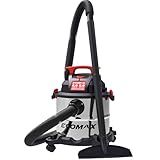 ECOMAX 5 Gallon Wet Dry Vacuum, 4 HP Stainless Steel Shop Vac with Powerful Suction & Blowing, 3-in-1 Portable Vac for Garage, Car, Workshop, Home, and Jobsite Cleaning (Silver)