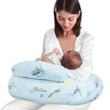 AMASKY Nursing Pillow for Breastfeeding, Breastfeeding Pillows for More Support for Mom and Baby, with Plus Size Ergonomic Design and Removable Cotton Cover, Blue, Pallet of Product