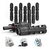 CHINT UL 6703 & TÜV Certified Solar Panel Connectors (10 Pairs), 1500V 46A DC MC4-Compatible PV Cable Connectors Kit for 10/12 AWG Solar Wire with Dust Caps & Spanners