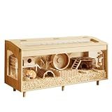 HOTAMO Wooden Hamster Cage with Acrylic Board Base, 39.4"