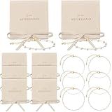 Quelay 16 Pcs Jewelry Bridesmaid Gift Pearl Bracelet Microfiber Jewelry Bag Pouch Set of 8 for Wedding Bridal Party Favor(Beige, Gold,Bow Tie)