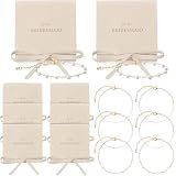 Quelay 16 Pcs Pearl Bridesmaid Bracelet Gift,Beige, Gold;Bow Tie