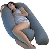 Pharmedoc Pregnancy Pillows, U-Shape Full Body Pillow - Solid – Cooling Removable Cover Dark Grey – Pregnancy Pillows for Sleeping – Body Pillows for Adults, Maternity Pillow and Pregnancy Must Haves