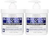 Advanced Clinicals 10% Glycolic Acid + Lactic Acid Lotion Exfoliant Moisturizing Cream With Hyaluronic Acid Moisturizer | AHA Exfoliating Body Cream Improves Look Of Uneven Rough Skin Texture, 2-Pack