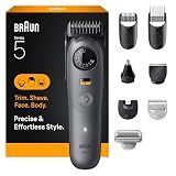 Braun Series 5 All-in-One Beard & Body Grooming Kit for Men, Cordless Trimmer, Hair Clippers & Shaver for Face, Hair & Body with Smooth Shave Head, AIO 5510