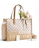 BAGSMART Personalized Tote Bag for Women - Birthday Gifts DIY Initial Jute Handbag Mom Wife Teacher Friend
