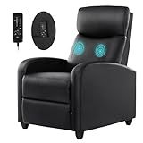 Recliner Chair for Living Room, Leather Recliners, Home Theater Seating with Lumbar Support with Adjustable Backrest and Footrest, Modern Living Room Furniture with Padded Seat Backrest, Black
